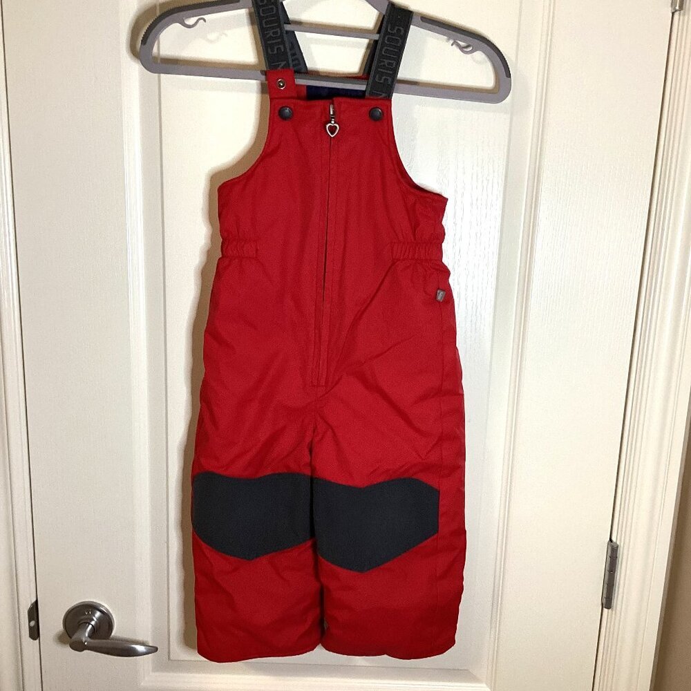 Souris Mini Toddler Girls Red Snow Pants With Bib 30 Months Warm Winter Skiing
